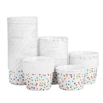 Leojiow 100Pcs Polka Paper Cups Disposable Dessert Bowls For Cupcake Ice Dessert Paper Sundae Yogurt Disposable Cupcake White One Size