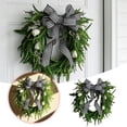 thumbnail image 1 of Leojiow 17.71" Minimalist Style With Leaves And Bows For Front Door Porch Window Green For Home Farmhouse Summer Fall All Seasons 45Cm Utility, 1 of 7