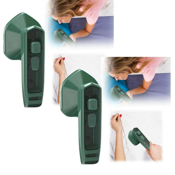 Leojiow 2Pcs Cordless Steamer For Clothes Portable, Remover For Travel & Home Use, Portable Mini Iron With Continuous Steam, Safe For Most Fabrics 20X8X8.5Cm Green