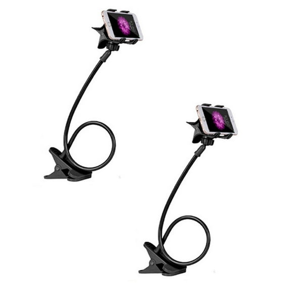 Leojiow 2Pcs Gooseneck Cell Phone Holder Flexible For Desk Long Arm Mobile Phone Stand With Clip For Headboard & Bedside | Flexible Phone Stand Lazy Bracket Mount Clamp 75Cm