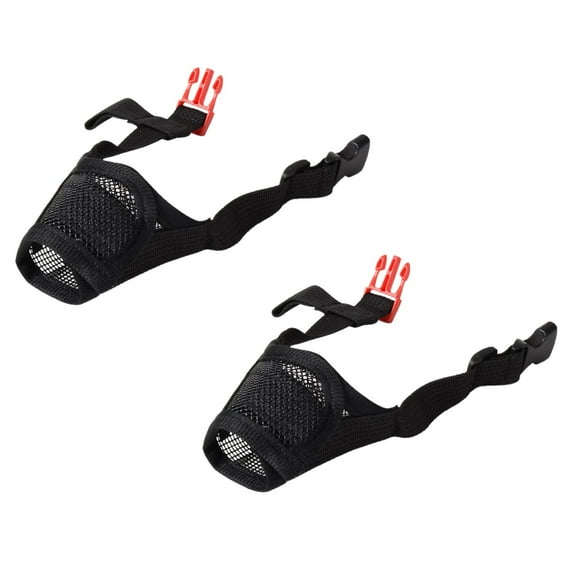 Leojiow 2Pcs Soft Dog Muzzle For Small Medium Large Dogs Breathable Air Mesh Long Snout Pet Muzzle To Biting And Chewing With Adjustable Straps Barking，Durable Outdoor Dog Gear 15X10Cm Black