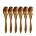 thumbnail image 1 of Leojiow 6Pcs Solid Wooden Spoon Japanese Spoon Small Wooden Spoon Wooden Coffee Stirring Spoon Wooden Tableware One Size Coffee, 1 of 5
