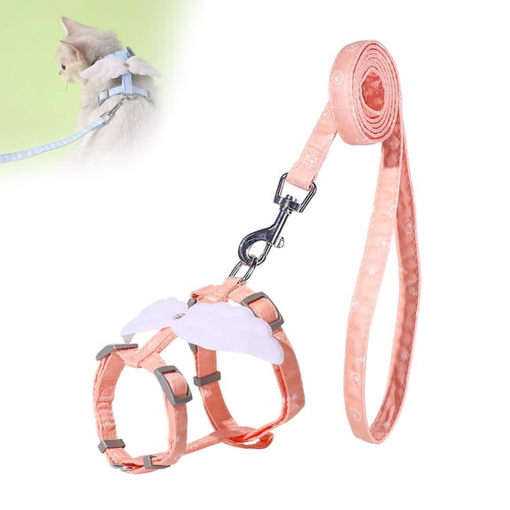 Leojiow Adjustable Cat Leash Cat Harness Cat Leash Escape Proof Breathable Soft Vest For Cat Outdoor Walking 120Cm Terylene Gift