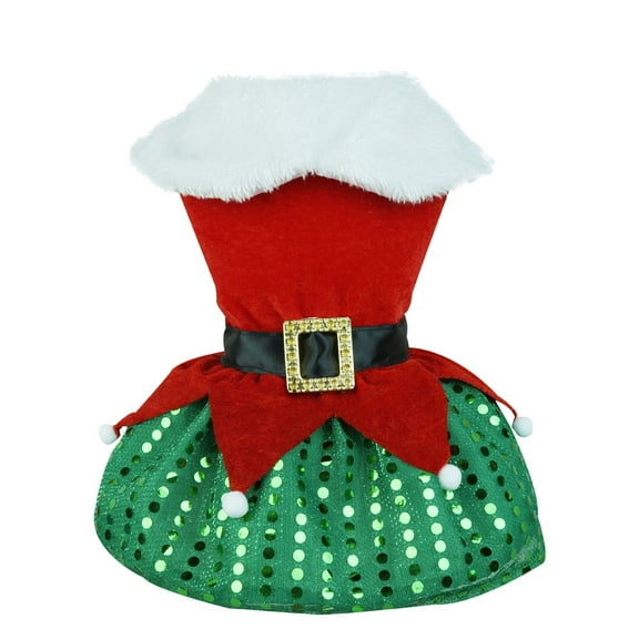 Leojiow Christmas Dog Clothes Holiday Party Santa Dress Up Dress L Red