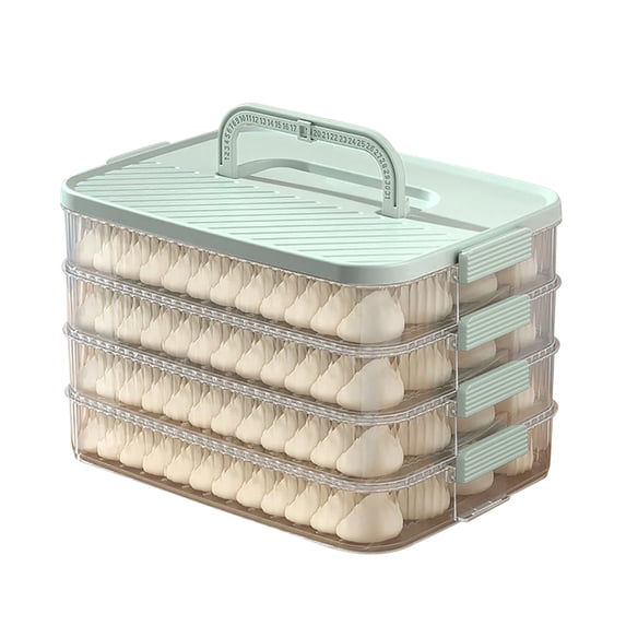 Leojiow Dumpling Cookie Container 4 Layer Freezer Food Storage Container With Lid Transparent Stackable Dumpling Sealed For Kitchen And Freezer 29.2X20.8X17.1Cm Utility