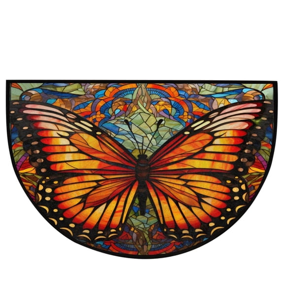 Leojiow Half Round Door Mat Outdoor Entrance Large Colorful Sunset Glass Painting Half Welcome Entrance Way Mat Semi Circular Front Door Mat Area Rug For Garage Patio High 40X60Cm Utility