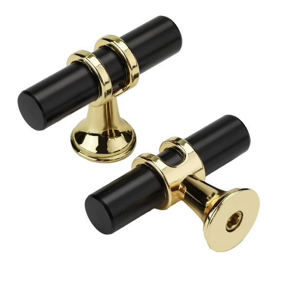 Leojiow Lontan 10 Pack Cabinet Knobs Black&Gold Cabinet Knobs Kitchen Cabinet Knobs Kitchen Hardware Knob Hole Knob T Bar Knob For Cabinet 5X1.2X3.5Cm Black