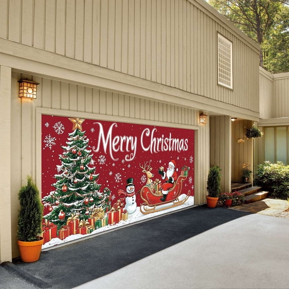 Leojiow The Merry Christmas Christmas The Background Christmas Party Santa Photography Christmas Garage Door Background Party Decoration 7 * 16 Ft! I C