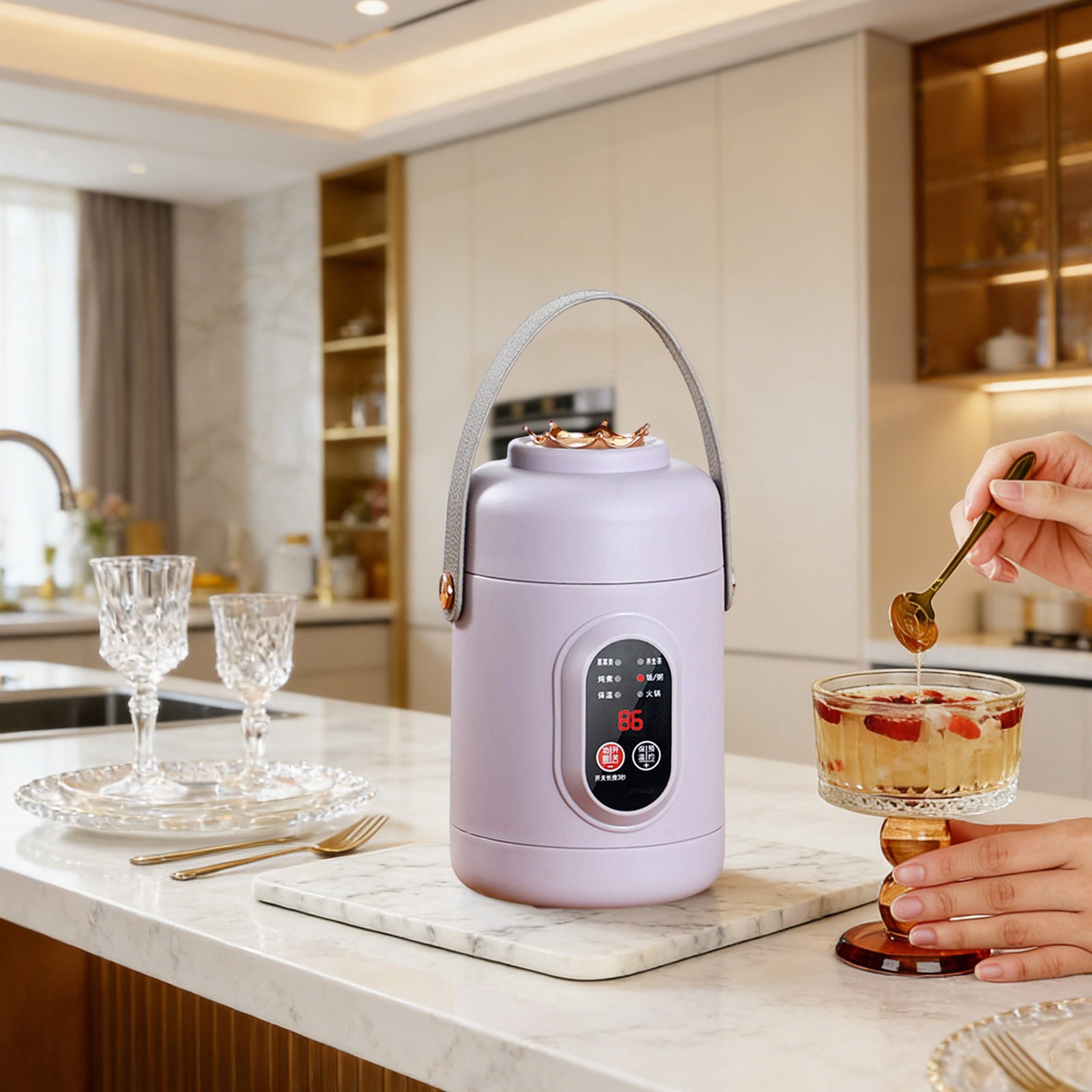 Leojiow Multifunctional Portable Slow Cooker With Ceramic Glaze Inner ...