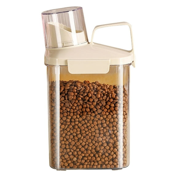 Leojiow Pet Grain Storage Bucket Sealed Proof Can Cat Food Dog Food Preservation And Proof Visible Margin Window Miscellaneous Grain Packaging 30Cm White