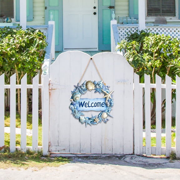 Leojiow Summer Beach Welcome Wooden Letter Sign Hanging Decoration For Doorway 20X19.3Cm Wood Gift