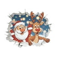 thumbnail image 1 of Leojiow Wall Sticker Large 3D Santa Wall Decals Reindeer Door Stickers Removable Winter Holiday Xmas Break Through Walls For Window Refrigerator 40X50Cm Christmas Decorations, 1 of 6