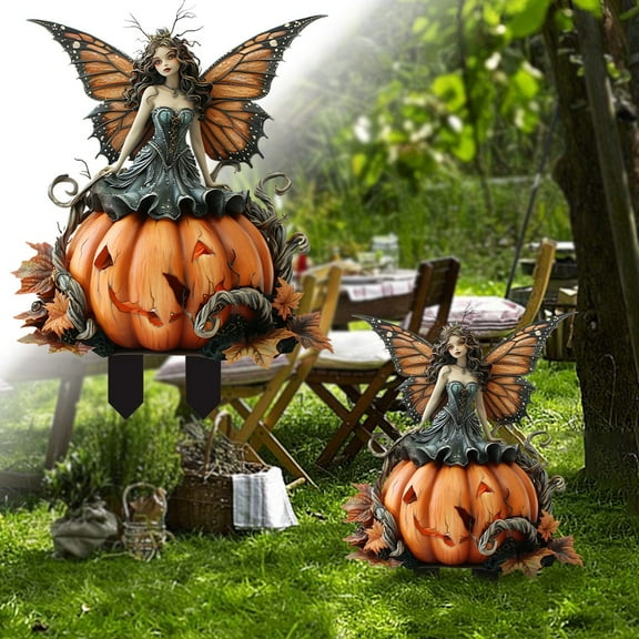 Leojiow Your Halloween Display With Bewitching Acrylic Decorative Planter Featuring Witch Fairy Pumpkin And Skeleton Motifs! Orange 30X25Cm