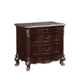 thumbnail image 1 of Leon 32 " 2 Drawer Nightstand Carved Details Marble Surface Brown, 1 of 5