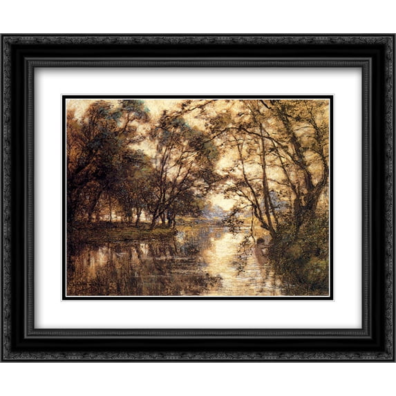 Leon Augustin L'Hermitte 2x Matted 24x20 Black Ornate Framed Art Print 'Chelles'
