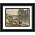 thumbnail image 1 of Leon Augustin L'Hermitte 2x Matted 24x20 Black Ornate Framed Art Print 'Laveuses au bord de la Marne', 1 of 2