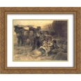thumbnail image 1 of Leon Augustin L'Hermitte 2x Matted 24x20 Gold Ornate Framed Art Print 'La Famille', 1 of 2