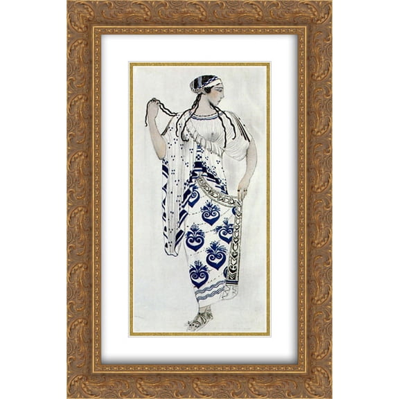 Leon Bakst 2x Matted 16x24 Gold Ornate Framed Art Print 'Helene de Sparte - costume for Ida Rubinstein as Helene'