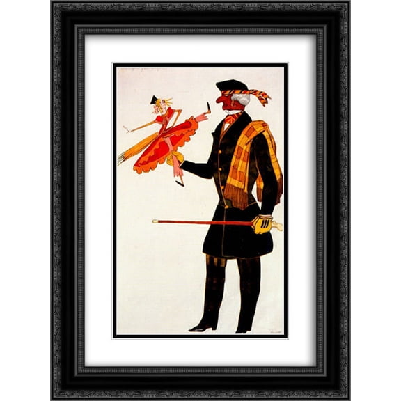 Leon Bakst 2x Matted 18x24 Black Ornate Framed Art Print 'Costume for the Englishman, from La Boutique Fantastique'