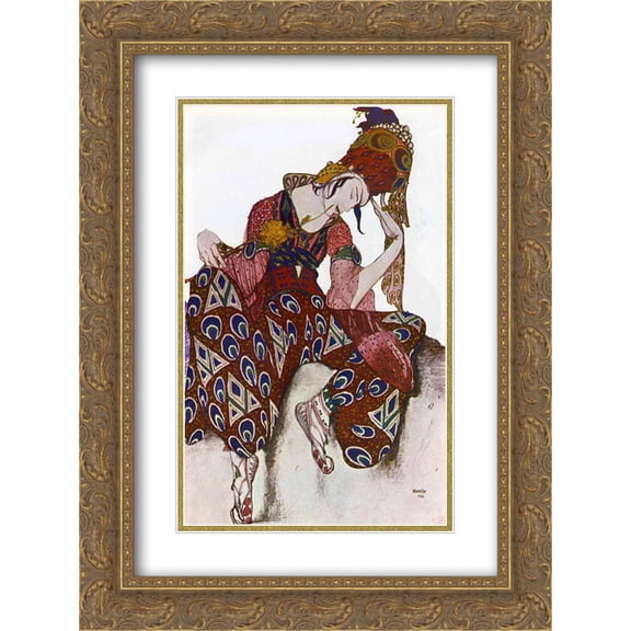 Leon Bakst 2x Matted 18x24 Gold Ornate Framed Art Print 'Costume Design for Nijinsky '