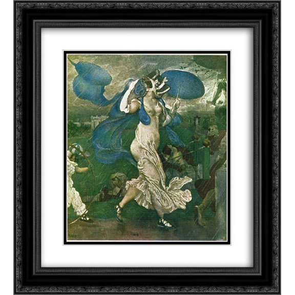 Leon Bakst 2x Matted 20x22 Black Ornate Framed Art Print 'Downpour'