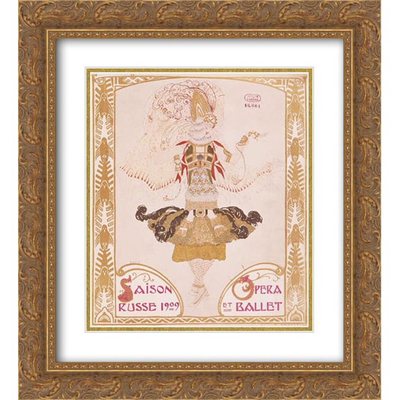 Leon Bakst 2x Matted 20x22 Gold Ornate Framed Art Print 'Front cover of Comoedia '