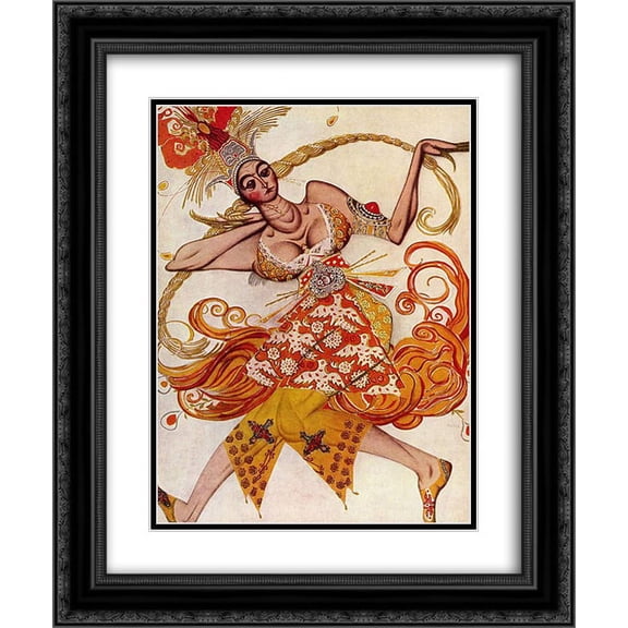 Leon Bakst 2x Matted 20x24 Black Ornate Framed Art Print 'Costume design for The Firebird'