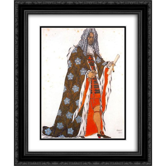 Leon Bakst 2x Matted 20x24 Black Ornate Framed Art Print 'Costume design for The Master of Ceremonies, from Sleeping Beauty '