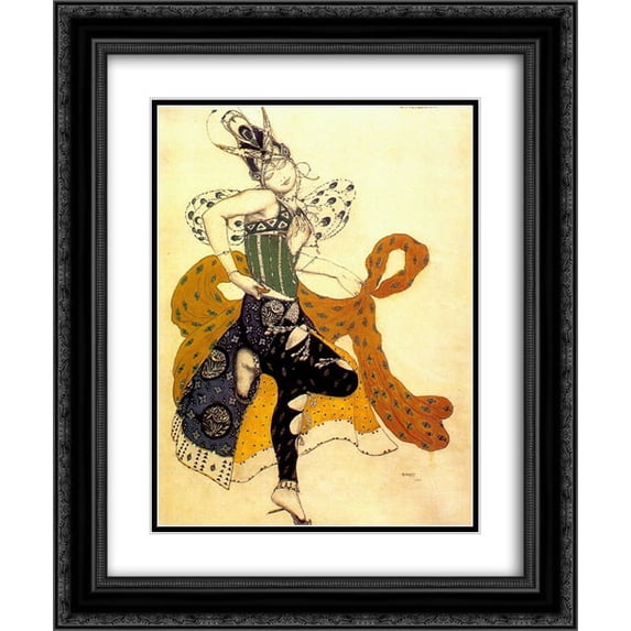 Leon Bakst 2x Matted 20x24 Black Ornate Framed Art Print 'La peri Natasha Trouhanova as the Peri '