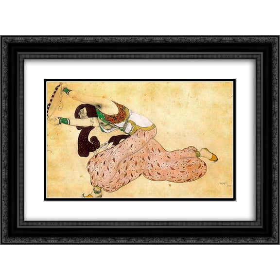 Leon Bakst 2x Matted 24x18 Black Ornate Framed Art Print 'Costume Design for 'Scheherazade' '