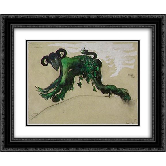 Leon Bakst 2x Matted 24x20 Black Ornate Framed Art Print 'DrawingyoungdivinityNarcissecostume,balletDiaghilev'