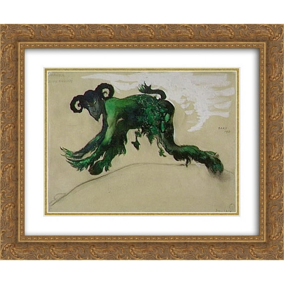 Leon Bakst 2x Matted 24x20 Gold Ornate Framed Art Print 'Drawing?young?divinity?Narcisse?costume,?ballet?Diaghilev'