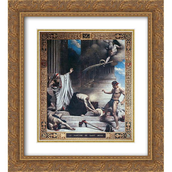 Leon Bonnat 2x Matted 20x22 Gold Ornate Framed Art Print 'Martyrdom of St. Denis'
