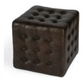 thumbnail image 1 of Leon Button Tufted Leather Ottoman, 1 of 3