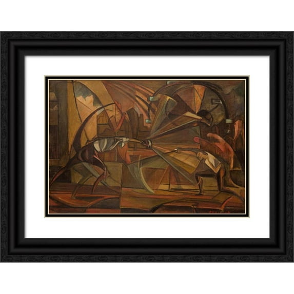 Leon Chwistek 24x18 Black Ornate Framed Double Matted Museum Art Print Titled: Fencing Match (1919)