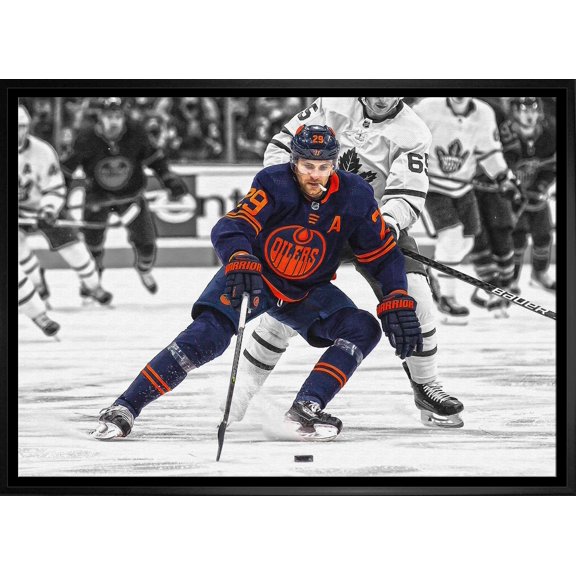 Leon Draisaitl 20x29 Framed Canvas Oilers Action-H