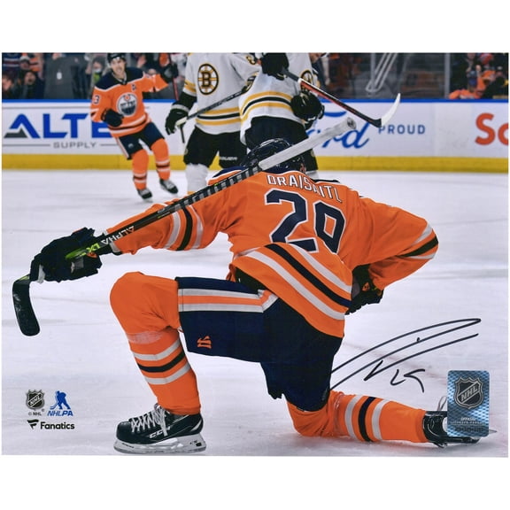 Leon Draisaitl Edmonton Oilers Autographed 8" x 10" Orange Jersey Goal Celebration Photograph - Fanatics Authentic Certified