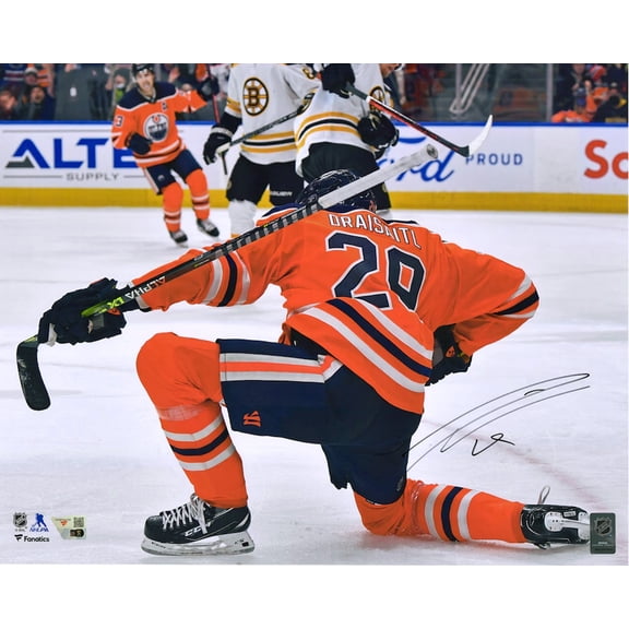 Leon Draisaitl Signed 16x20 Photo Edmonton Oilers Goal Celebration Officially Licensed NHL/NHLPA Authentic Hand-Signed Autograph by Frameworth Sports Marketing Premium Sports Memorabilia