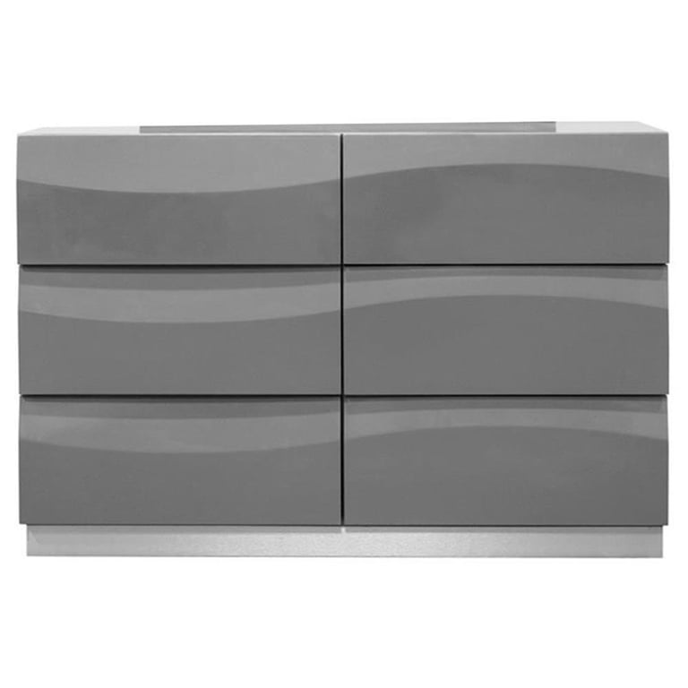 gloss grey dresser Ives 4-Piece Eastern King Bedroom Set Grey High Gloss