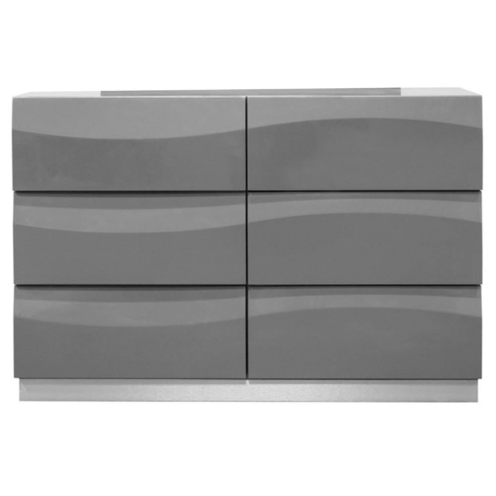 Leon Gray High Gloss Double Dresser with Soft Close Drawers