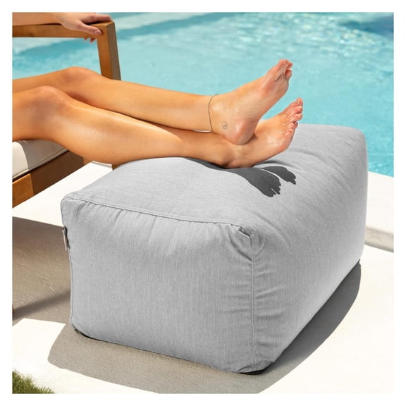 Leon Outdoor Bean Bag Ottoman, Granite