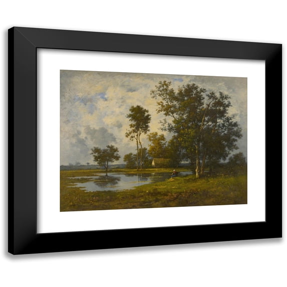 Leon Richet 14x12 Black Modern Framed Museum Art Print Titled - Landscape with a Quiet Pool