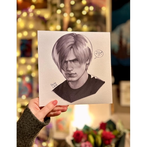 Leon S Kennedy Pencil Sketch Portrait Style Game Character Artwork Wall Art Poster 8x12 UNFRAMED