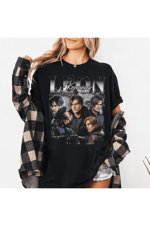 Leon.Ss KenneEdy ResiIdent EvVil RequieEm Graphic T-Shirt, Dark Action Game Style Casual Tee, WE 01