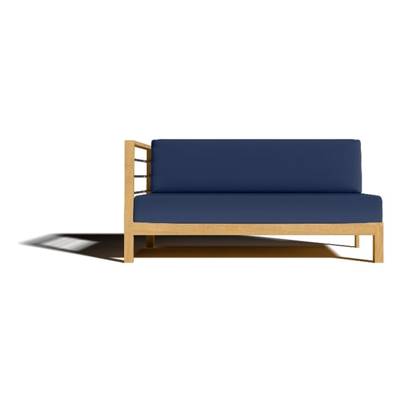 Leon Teak Outdoor Sectional Left Sofa with Navy Cushion