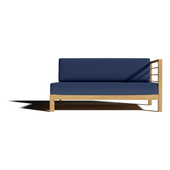 Leon Teak Outdoor Sectional Right Sofa with Navy Cushion