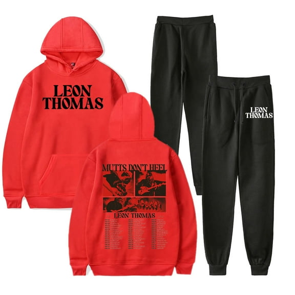 Leon Thomas Don't Heel tour 2025 Merch Hoodie and SWEATPANTS set pop print Unisex Casual Street Clothing