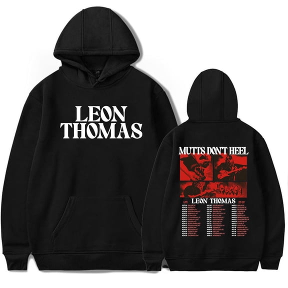 Leon Thomas III Mutts Don't Heel Tour Merch Hoodie Unisex Fashion Long Sleeve Casual Sweatshirt,M,Black