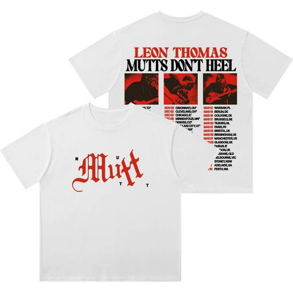 Leon Thomas Mutts Don't Heel Tour 2025 Vintage Wash T-Shirts Women Men Cotton Short Sleeve Tee