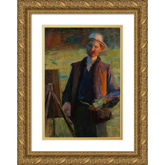 Leon Wyczółkowski 11x14 Gold Ornate Wood Frame and Double Matted Museum Art Print Titled - Self-Portrait (1896-1900)